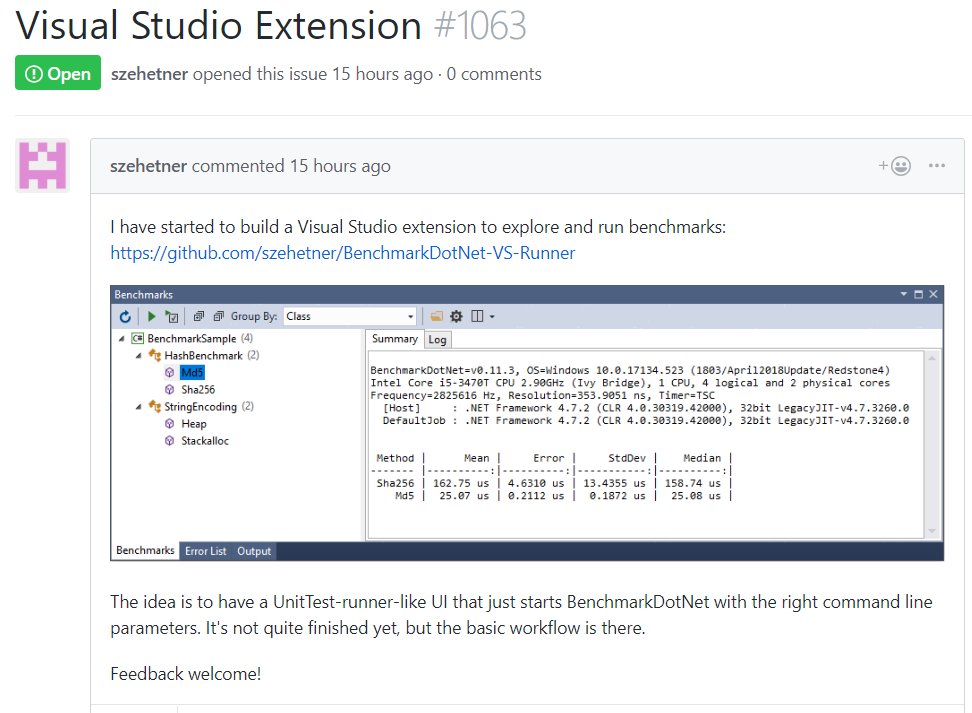 matthewwarren's tweet image. This is pretty cool! There's a Visual Studio extension to explore and run #BenchmarkDotNet benchmarks github.com/dotnet/Benchma…