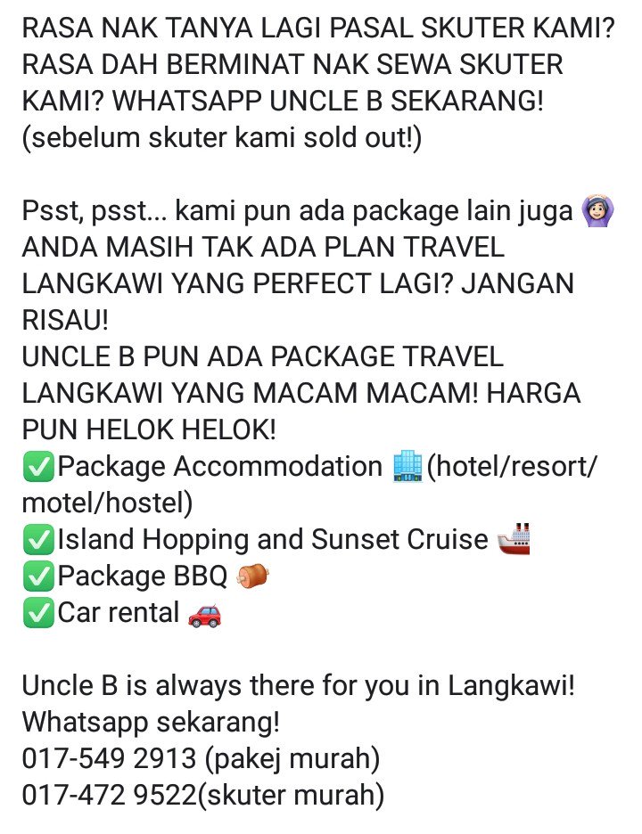 Uzivatel Mat Kilang Na Twitteru Dah Alang Alang Ke Langkawi Tu Meh Book Motor Skuter Sewa Dgn Uncle B Sewa Motor Bike Rental Langkawi Via 6017 472 9522 Travel Mewah Bajet Rendah