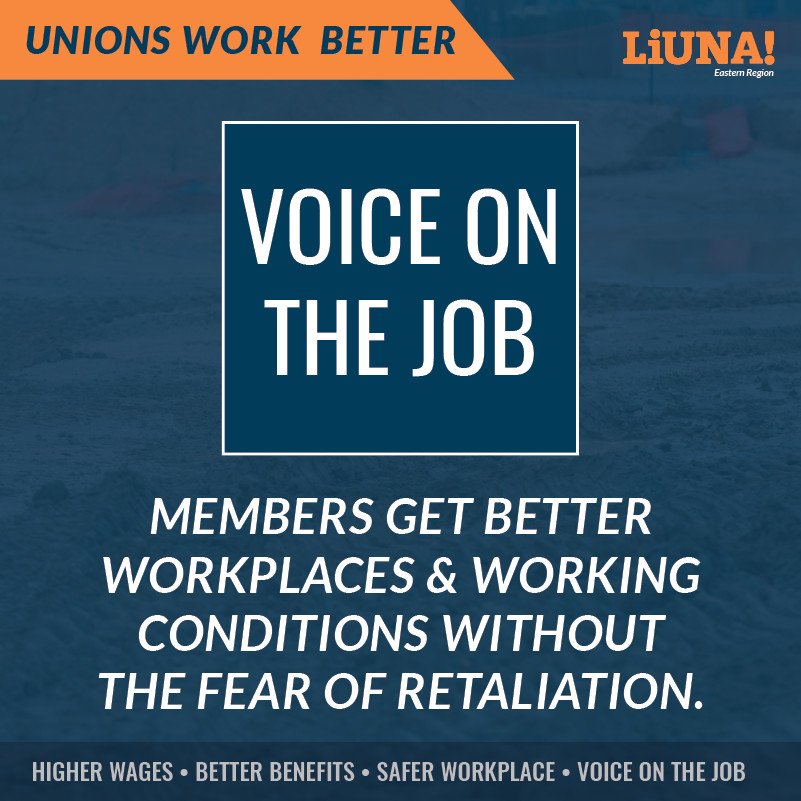 Want a #stronger #voice on the job? Join a #Union!
Union members get better workplaces & #working conditions WITHOUT the fear of retaliation.
For higher wages, better benefits, safer workplaces, and a voice on the job...
UNIONS π WORK π BETTER π
#LIUNA #UnionStrong #1u