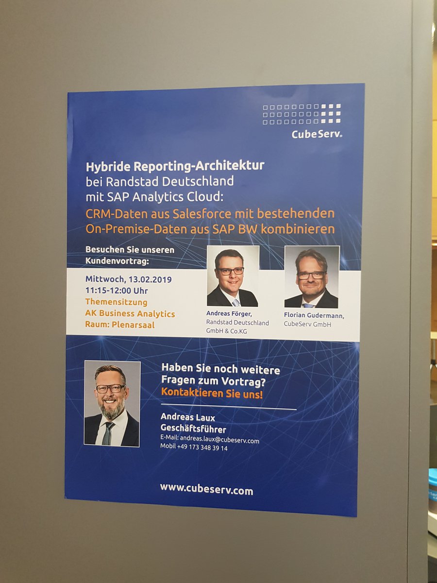 CubeServ's tweet photo. #CubeServ live von den #DSAG -Technologietagen in #Bonn ! Besuchen Sie unser hochmotiviertes Team im Foyer der Eingangshalle Stand 12! 

#BI #Analytics #Predictive #ApplicationManagement #HRSolutions #Planning #BusinessAnalyticsPlatform https://t.co/VFsU3PMlYx