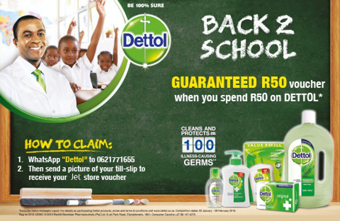 Dettol Sa Di Twitter Make Sure Your Kids Are Prepared For The School Year Spend R50 On Dettol Products And Receive A R50 Jet Voucher Follow These Steps 1 Whatsapp Dettol To