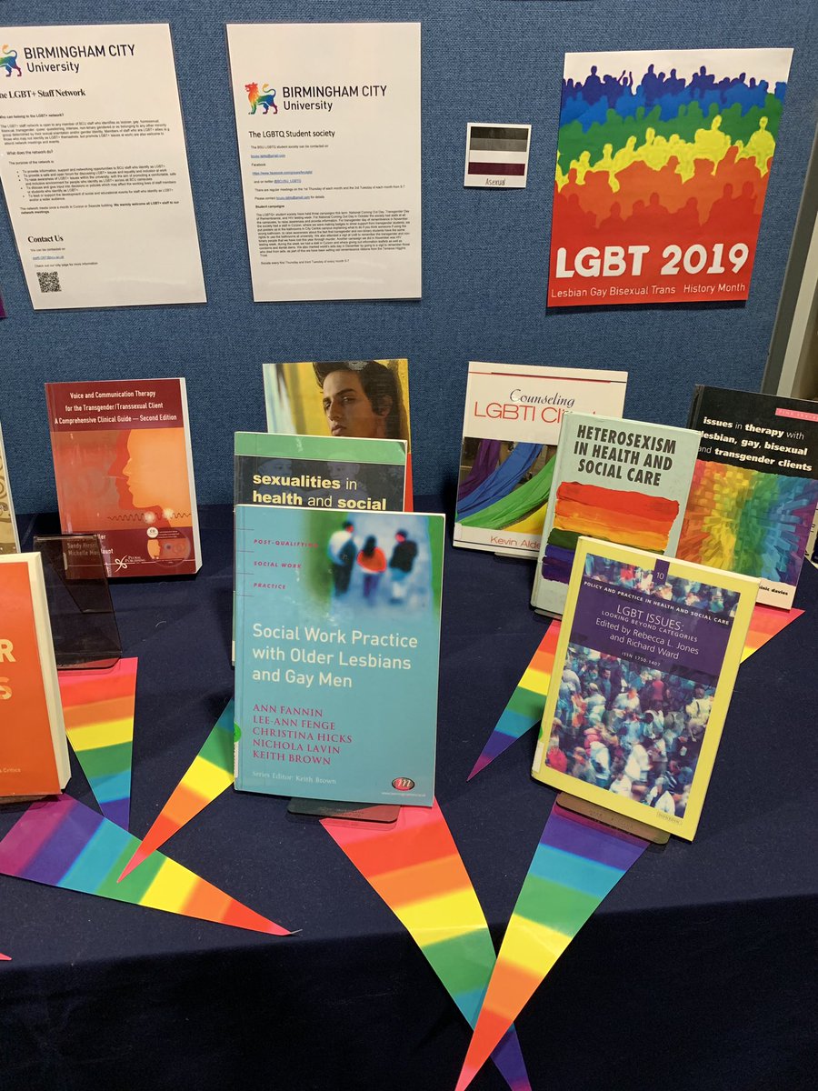 KnittedLibrary's tweet photo. We’re celebrating LGBT History Month here in the Mary Seacole Library. Come & check out our display @BCULGBTstaff @BCUlibrary @BCUHELS https://t.co/riu2lPsw26