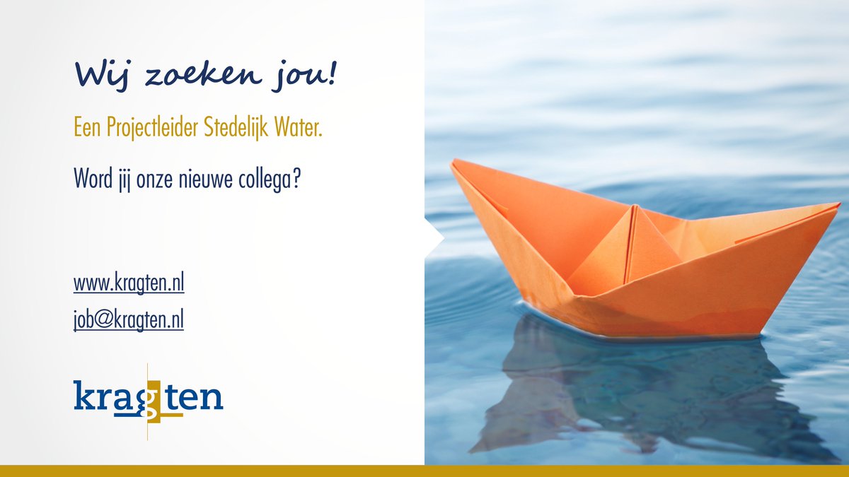 Ben je op zoek naar een leuke job? #Kragten zoekt een projectleider stedelijk water. Reageer op job@kragten.nl!
