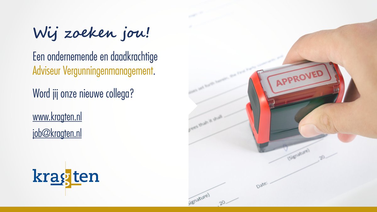 Ben je op zoek naar een leuke job? #Kragten zoekt een adviseur vergunningenmanagement. Reageer op job@kragten.nl!