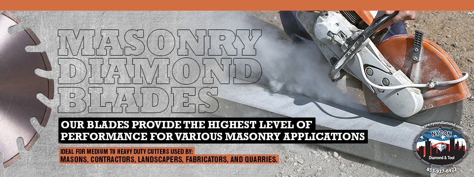 Nycondiamond's tweet photo. Our Blades provide the highest level of performance for various masonry applications. #nycondiamond #masonry #mason #freemasonry #stone #architecture #construction  #masonrycontractor #bricks #diamondblades #concretecutting

SHOP NOW-> https://t.co/TuNYVpXakt
Call us 855-937-6922 https://t.co/tDxEHOPzxC