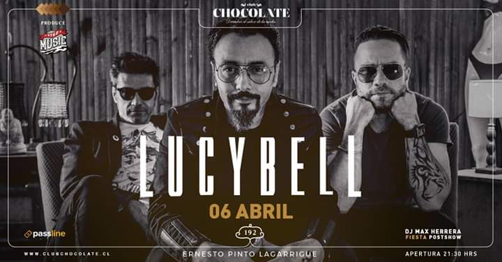 Atento Santiago! <a href="/lucybelloficial/">Lucybell</a> estará el 6 de abril en <a href="/elclubchocolate/">Club Chocolate</a> y pueden adquirir las entradas en <a href="/PassLineChile/">Passline Chile</a> facebook.com/events/5543428… <a href="/CharcoChile/">Charco Chile</a>