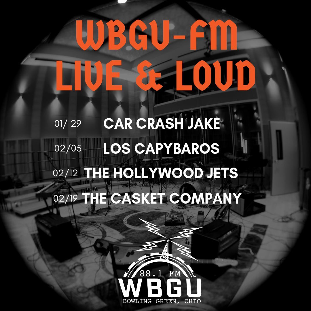 Tonight | 8 PM on the radio | 88.1 FM WBGU | #LiveAndLoud | bgfalconmedia.com/wbgu-fm/ | Tune on to hear our interview and performance at the Kuhlin Center on campus! 📻🎶
