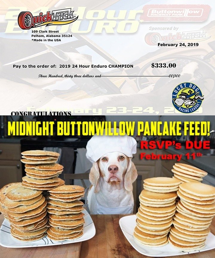 QTAlignment's tweet image. Racing, pancakes, and big checks.. 
Definitely an event worth attending. 

Repost @RaceLuckyDog-  Doggone Buttonwillow Lucky Dogs. you missed a very important deadline yesterday... Important updates at bit.ly/LuckyBW2019 #RaceLucky #QuickTrick #Buttonwillow #AllThingsRandy