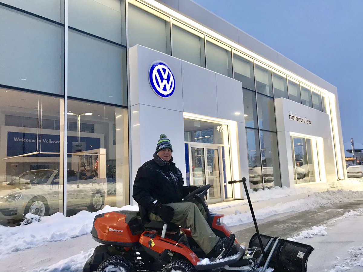 Our fearless leader is out early getting the lot ready for customers. It’s a perfect day to test out our amazing AWD vehicles! #snowmageddon #Nanaimo #VW