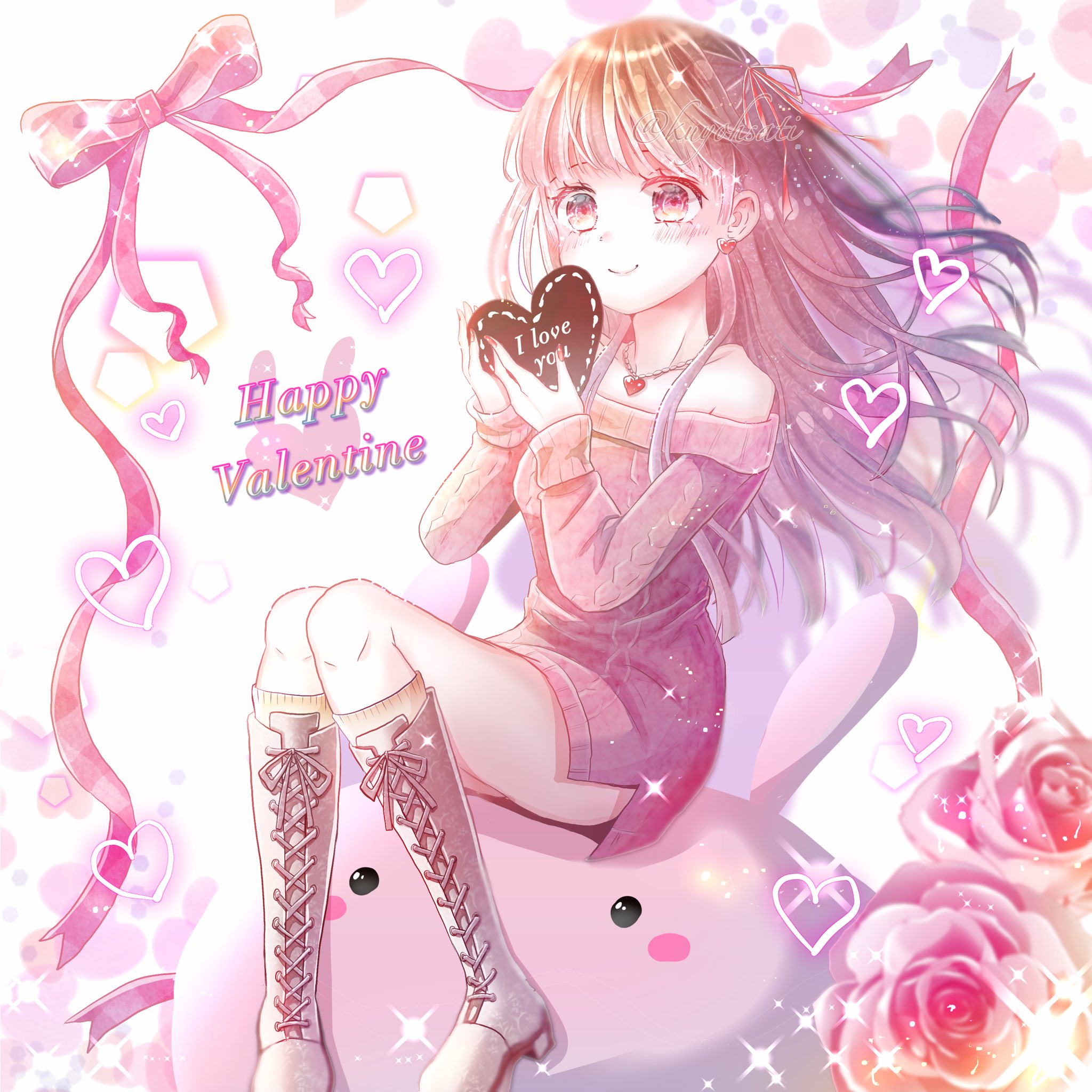 九曜 紗千 今年のｖｄ絵まとめ 1枚で終わらせる気が3枚も Www4枚目は2作目の女の子が持ってるチョコリチョコ 3作目の上目遣い女子のメイキングはこちらから見れます バレンタインデー バレンタイン チョコ