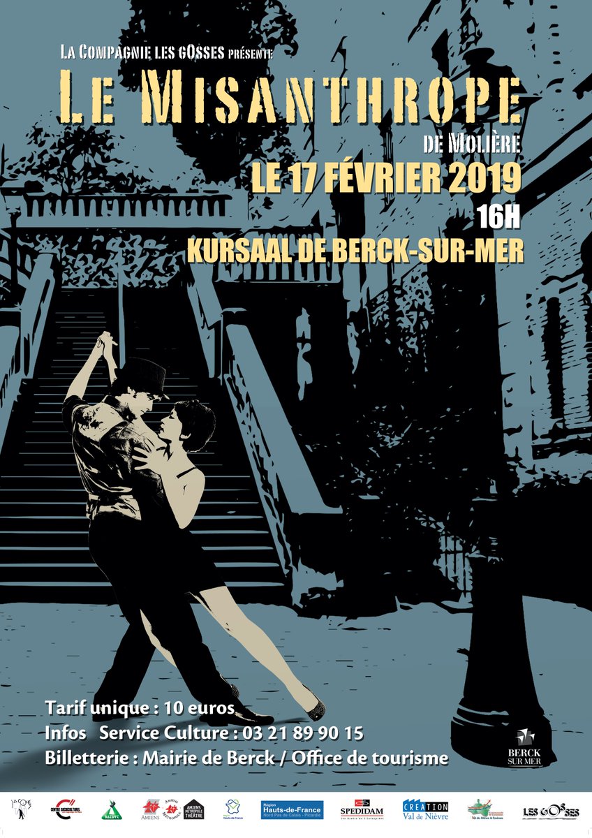 BercksurMer's tweet image. Ce dimanche, le Kursaal accueille un classique de Molière " Le Misanthrope" par "La compagnie Les Gosses"
