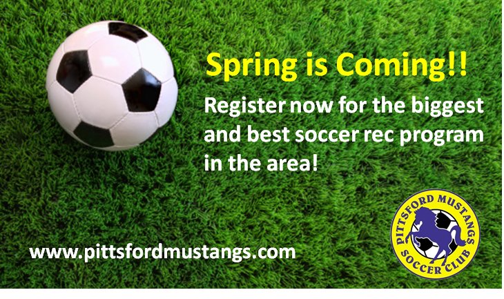 The snow is flying but soccer is right around the corner!  Register now for Spring USL at pittsfordmustangs.com