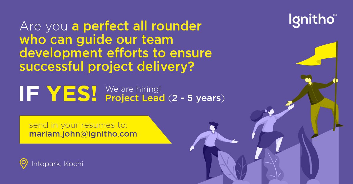 ignitho_india's tweet photo. We are urgently hiring Project Leads for our India Development Centre at Infopark, Kochi.

Apply at: https://t.co/eS6OFn0Yap

#Urgent #Project #Lead #Delivery #USProjects #India #kochi https://t.co/XUSJKYaZyh