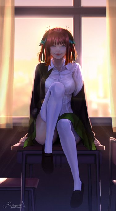 ROVAさんがTwitterに投稿した中野二乃(五等分の花嫁)のイラスト。