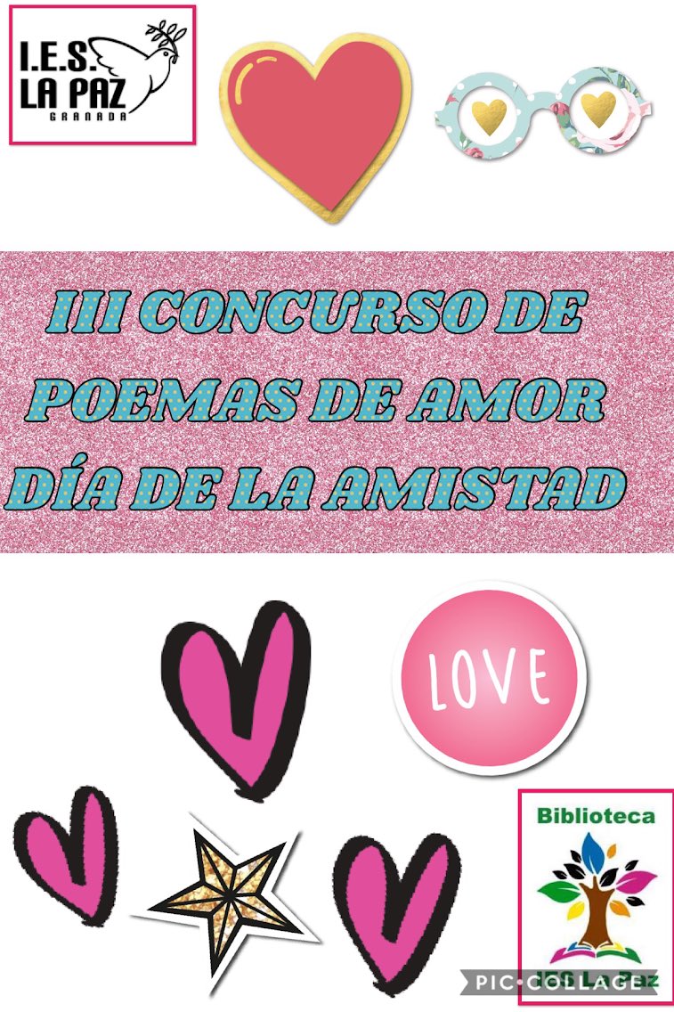 IESLaPazGranada's tweet photo. 12-02-2019 Ya tenemos el #cartel para el III Concurso de Poemas de Amor #fomentoescritura realizado por @FBouzayyane y Jose Luis #alumnadocolaborador #ALFIN #BecreaLaPaz #IESLaPazGranada @BECREAGR #L1bbeeGr https://t.co/qhEzOvgoAf