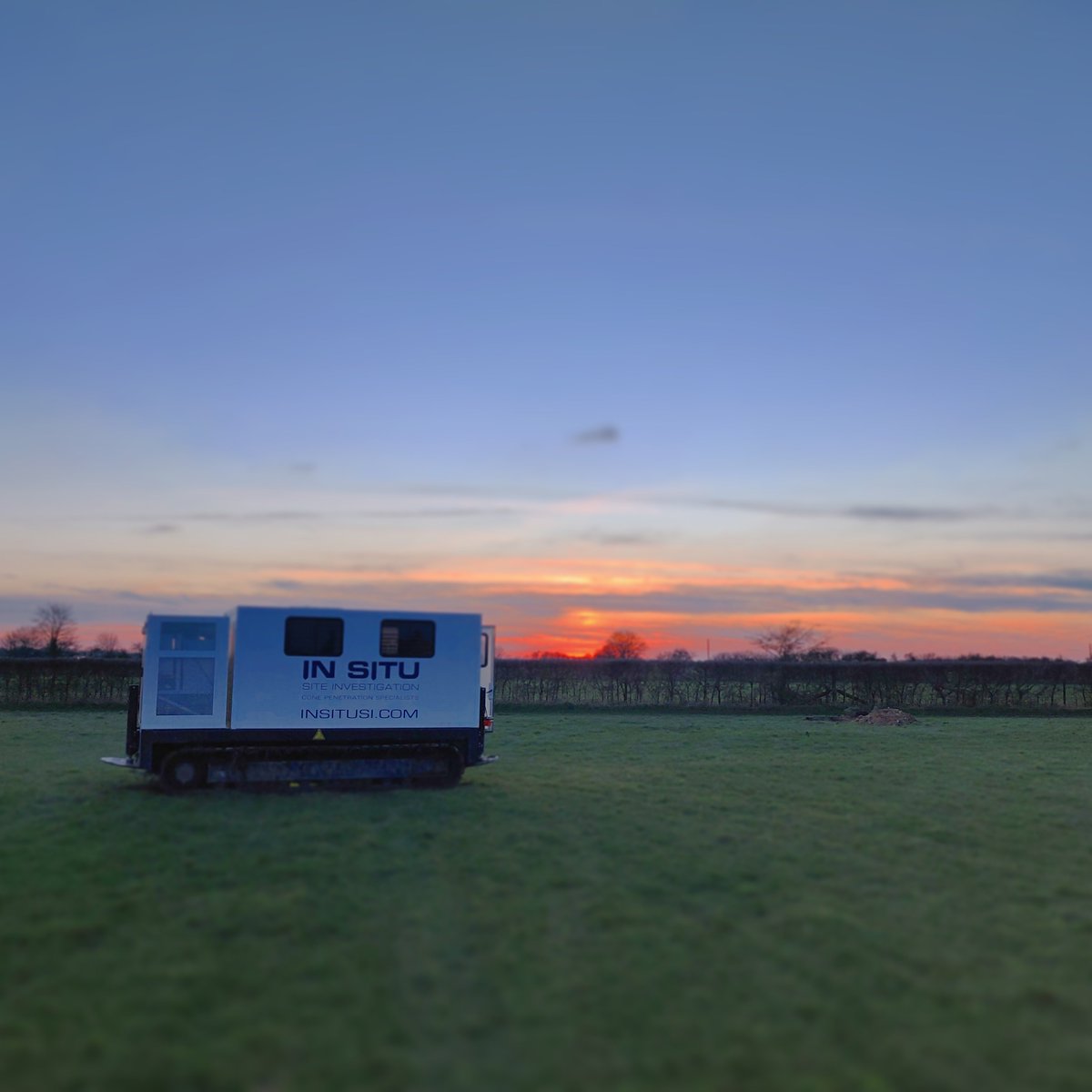 InSituSI's tweet photo. CPTs at sunset in Bedfordshire with our new rig, Bob, CPT 012 #InSituSI #sunset #Bob #ConePenetrationTesting https://t.co/D1BnPfI5RU