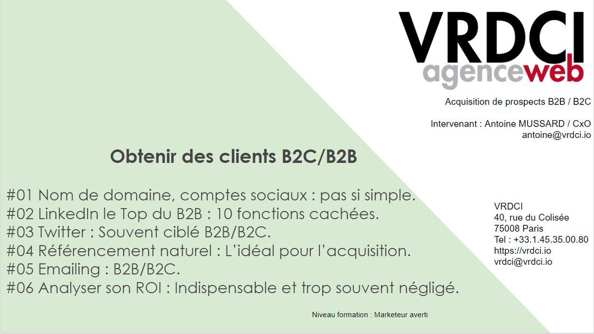 barometredigit's tweet photo. 🎁Trouver des clients : Formation avancée gratuite 1h mardi 19 février prochain 𝗜𝗻𝗯𝗼𝘂𝗻𝗱 𝗱𝗶𝗴𝗶𝘁𝗮𝗹 :
Paris 75008 9h30->10h30
Inscription : https://t.co/oPqNYUJxKP https://t.co/2o1hwGF6Ug
