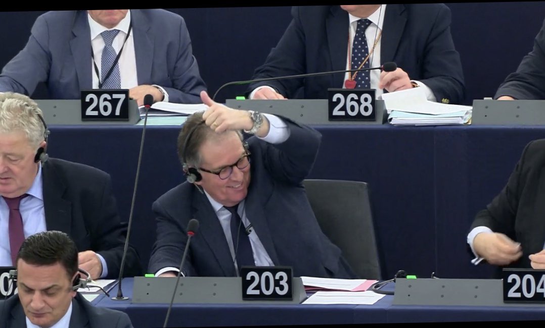 ElwaliWS's tweet photo. Disgusting smile on this MEP’face @AlainCadec urging his colleagues to vote in favour of illegal #EU-Morocco agreement during the vote session today. The people of #WesternSahara will remember your criminal face forever!#see_you_in_Court #FishElsewhere. Those are #EU politicians? https://t.co/HblyLDte6D