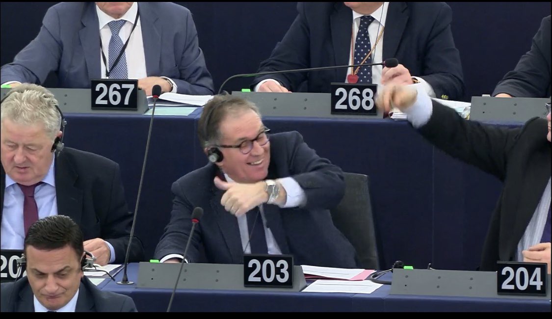 ElwaliWS's tweet photo. Disgusting smile on this MEP’face @AlainCadec urging his colleagues to vote in favour of illegal #EU-Morocco agreement during the vote session today. The people of #WesternSahara will remember your criminal face forever!#see_you_in_Court #FishElsewhere. Those are #EU politicians? https://t.co/HblyLDte6D