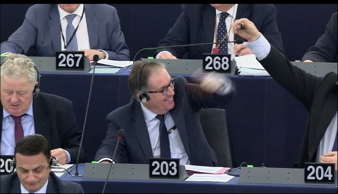 ElwaliWS's tweet photo. Disgusting smile on this MEP’face @AlainCadec urging his colleagues to vote in favour of illegal #EU-Morocco agreement during the vote session today. The people of #WesternSahara will remember your criminal face forever!#see_you_in_Court #FishElsewhere. Those are #EU politicians? https://t.co/HblyLDte6D