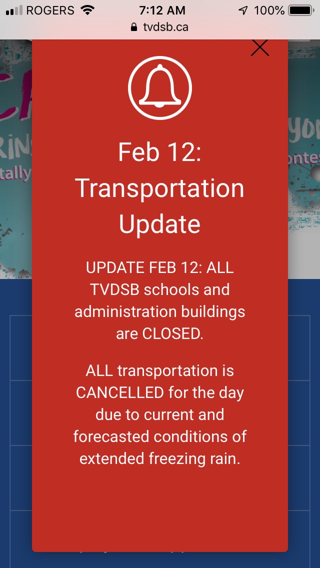 All TVDSB schools are closed Feb 12