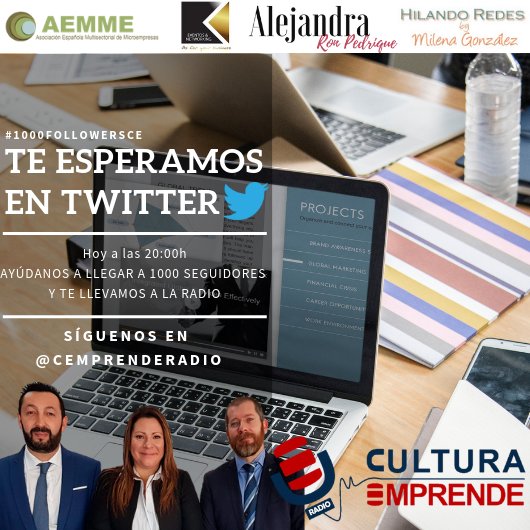 Queremos celebrar #Contigo el #diadelaradio! 🙌

Esta tarde a las 20:00h te invitamos a que nos sigas en la entrevista que <a href="/MG_HilandoRedes/">Milena González</a> le hará al equipo de <a href="/CEmprendeRadio/">Cultura Emprende Radio🎙</a>

Ayúdanos a llegar a #1000Followers y ven a <a href="/rintereconomia/">Radio Intereconomía</a> 

#diadelaradio Dentro HILO ⬇️