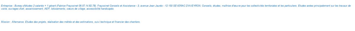 efiatp's tweet photo. #EFIATP Entreprise Frayssinet à Séverac d'Aveyron (12) recrute un alternant  en BTS TP. Contact M. Frayssinet 05.65.42.80.26 https://t.co/8ANfr6G1K0