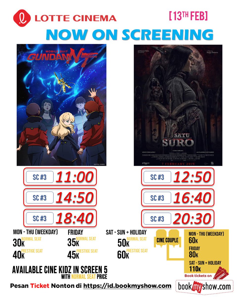 CinemaLotte's tweet photo. Hi movie lovers.. update screening besok ya.. 13 feb.. #happymemories @lotte Cinema #AlitaBattleAngel #HappyDeathDay2U #TheDudeInMe #GundamNT #LaundryShow #SatuSuro #LegoMovie2 https://t.co/lKWzRcsaeq