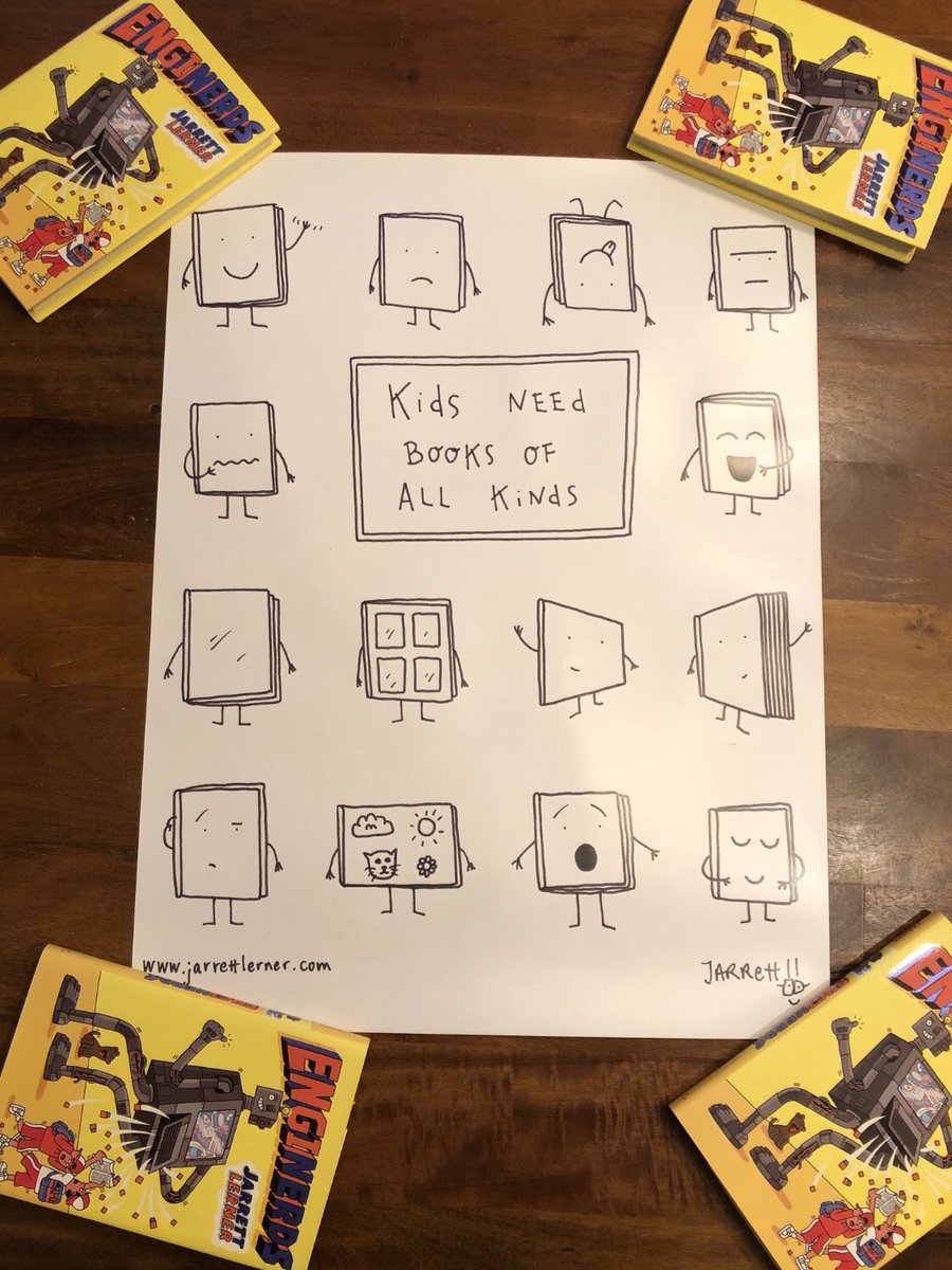Jarrett_Lerner's tweet photo. To celebrate being just ONE WEEK away from the release of Revenge of the EngiNerds, I’m giving away a copy of my Kids Need Books of All Kinds poster!

To enter to win it, just RT this tweet! https://t.co/sX3i2GUWtb