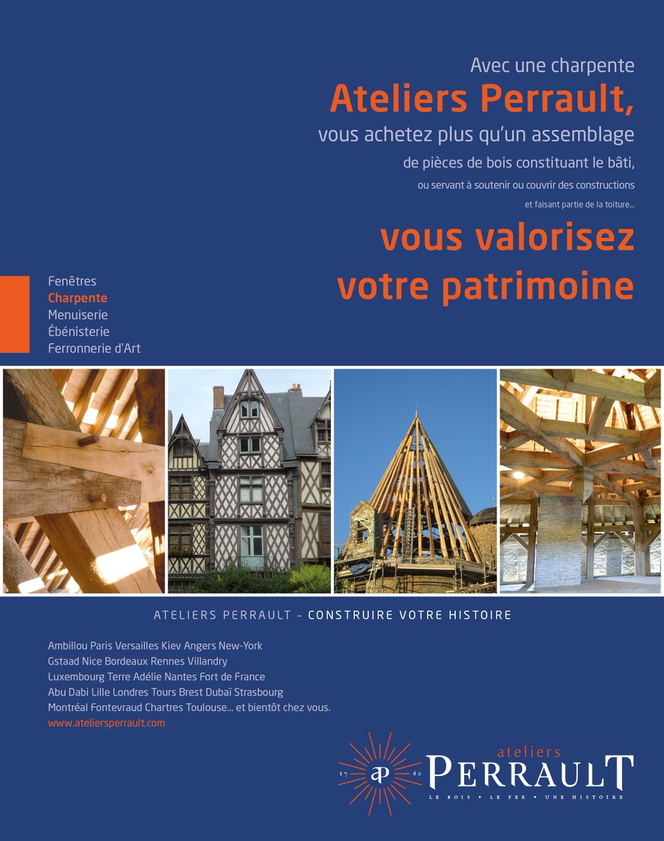 AP_Perrault's tweet photo. Avec une charpente Ateliers Perrault, vous valorisez votre patrimoine !
#charpente #clocher #dome #campanile #pansdebois #pontlevis #passerelle #voutelambrissee #restauration #creation #patrimoine #savoirfaire #excellence #LabelEPV 
#LeBois #LeFer #UneHistoire
#ateliersperrault https://t.co/oCu6EPdmkr