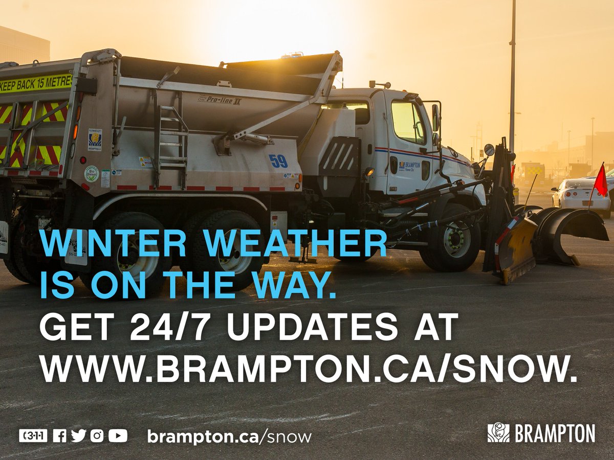 When the winter weather hits, City crews are ready. Make sure you’re ready too. Find the info you need at brampton.ca/snow