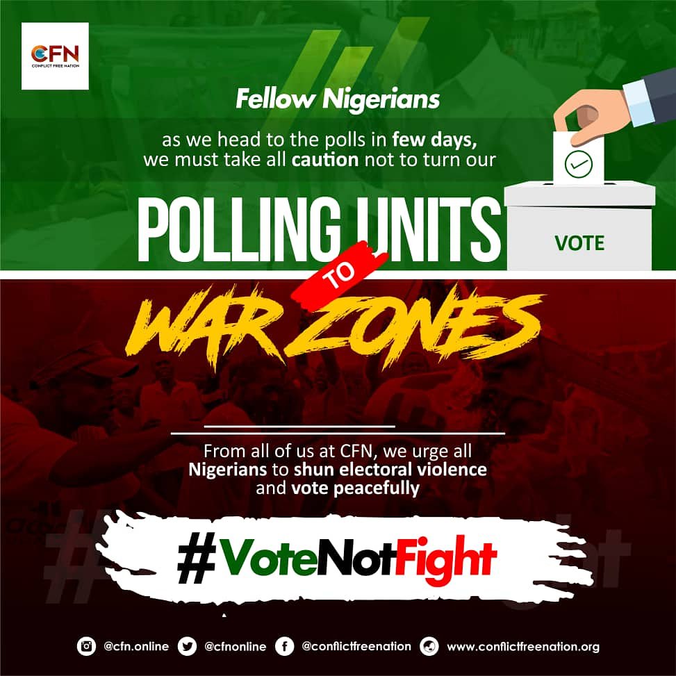 Your vote is sacred, so is your live.  Steer clear from #ElectoralViolence and vote your conscience. #NigeriaDecides #NigeriaDecides #Africa