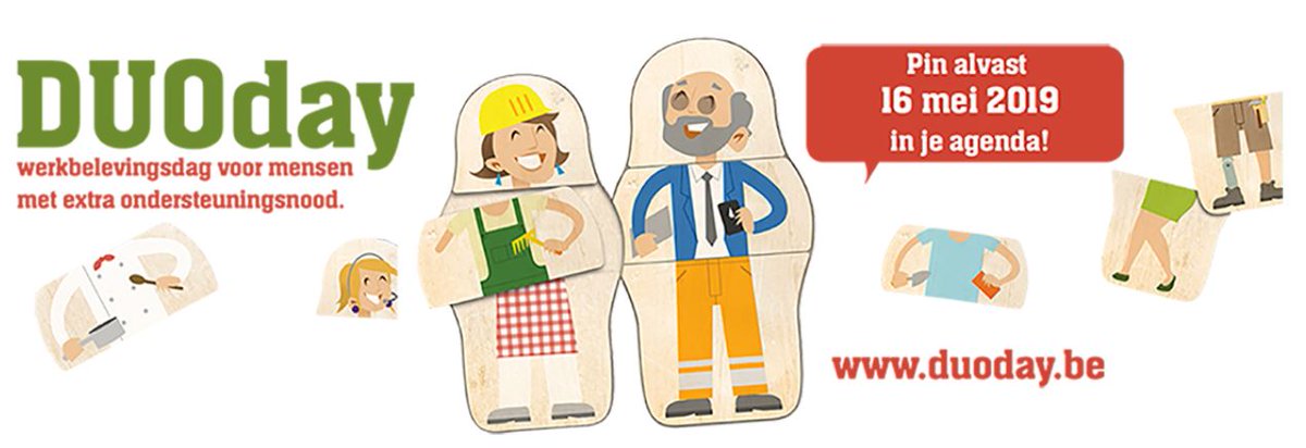 Doe ook in 2019 een DUOtje!
#DUOday (16 mei 2019) is een DOEdag voor werkzoekenden met een #arbeidsbeperking. Zij vormen die dag een DUO met een werknemer binnen een bedrijf of organisatie. 500+ bedrijven hebben zich al aangemeld! duoday.be/VlaanderenEnBr…
<a href="/DUOdag/">DUOday</a> #VDAB <a href="/vdab_be/">VDAB</a>