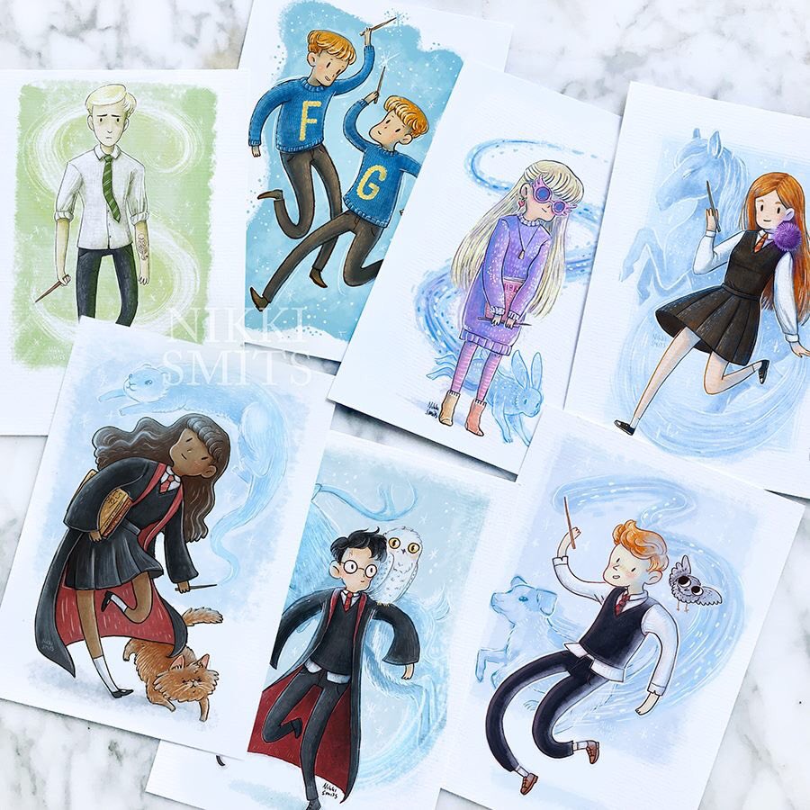 Nikki_Smits's tweet photo. These are all the Harry Potter characters I have drawn so far (not counting Fantastic Beasts), you can get them as A5 or A6 print in my webshop https://t.co/C9te0i0W88. Or come find me at @comicconbrussel, @dutchcomiccon, @FACTSConvention and more! #harrypotterfanart #harrypotter https://t.co/fIMaXsTLdg