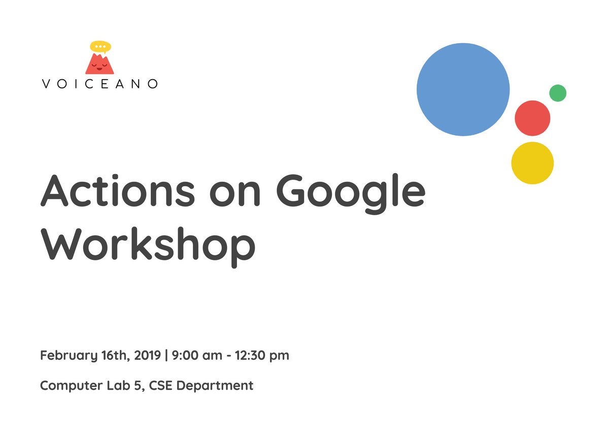 _alkesh_'s tweet image. Want to get started with @ActionsOnGoogle ? We are organising a workshop at JSS Noida in association with @_voiceano_ 😃 Join us if you want to learn how to develop #voicefirst applications for #GoogleAssistant
#IndiaBuildsActions #AogDevs #ActionsOnGoogle