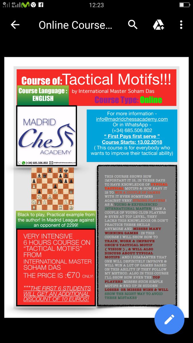 MadridChessAcad's tweet image. Chess course online with IM Soham Das. #chess #chesscourse #online