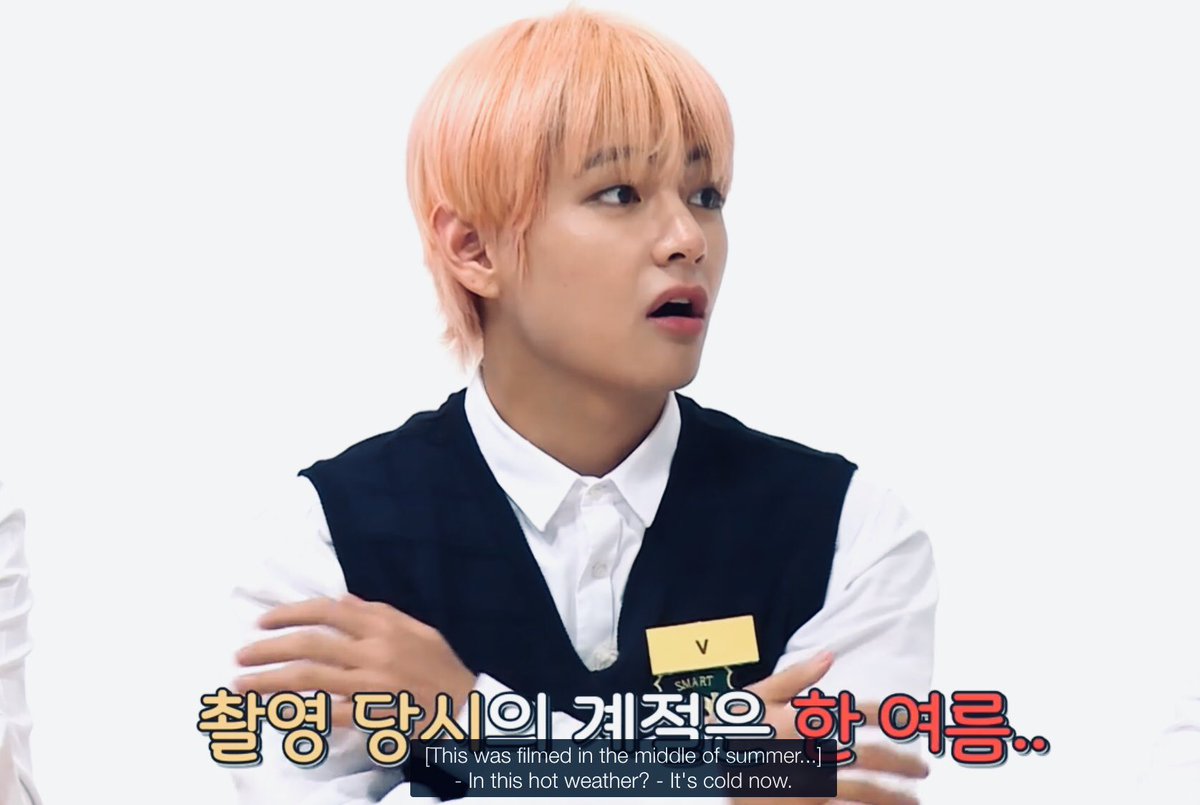Kim Taehyung is not only considerate but a real mindful and thoughtful one! He knows that the episode will be aired on winter so he pretends ro be called, But suggested buying icecream for the staff coz it’s actua still summer when they’re filming!  #KIMTAEHYUNG 