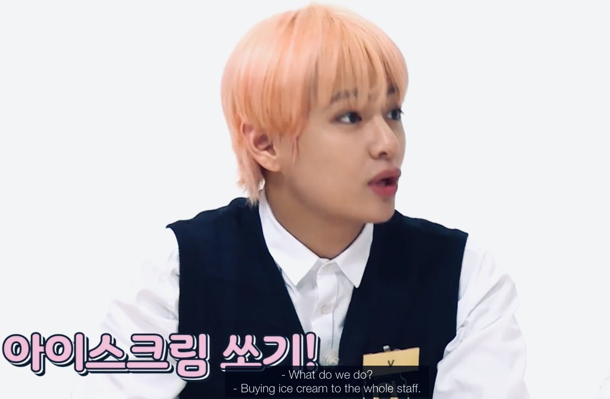 Kim Taehyung is not only considerate but a real mindful and thoughtful one! He knows that the episode will be aired on winter so he pretends ro be called, But suggested buying icecream for the staff coz it’s actua still summer when they’re filming!  #KIMTAEHYUNG 