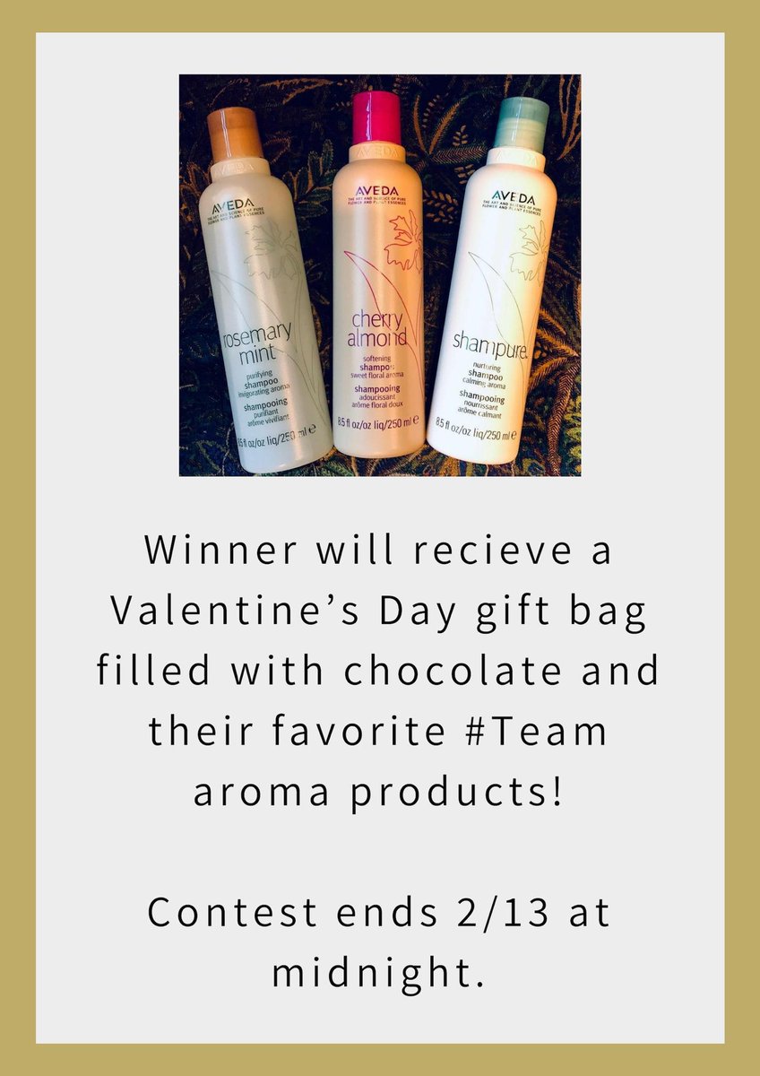 Valentine's Day Giveaway 💕 Good luck! #SmellslikeAveda #TeamRosemaryMint #TeamShampure #TeamCherryAlmond