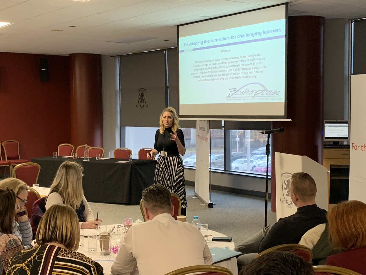 mikeparker_edu's tweet photo. Bishopton PRU’s @MsRachCampbell engaging delegates on Developing the curriculum for challenging learners. Says range of factors affect learner’s behaviour - environment/the child/the teacher. Need to recognise the impact of all factors. #SLC19 #SNEevent https://t.co/x6iQFBBPtZ