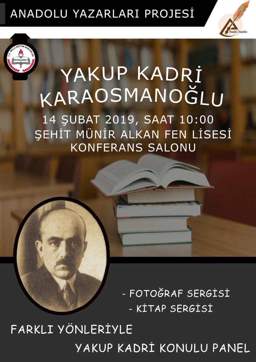 smafl2016's tweet photo. Büyükçekmece İlçe Milli Eğitim Müdürlüğü Anadolu Yazarları Projesi kapsamında Yakup Kadri Karaosmanoğlu programı Şehit Münir Alkan Fen Lisesi'nde...  
@BuyukcekmeceMem
@istanbul_ILMEM
@hasan_uygun91
@memleventyazici
@ilkerhocaturkce https://t.co/nZbGrbQ7ej