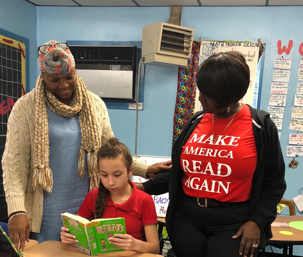 ElizabethNed4's tweet photo. Sandra Coley is an excellent 5th grade teacher who encourages reading in her class daily! She has multiple reading strategies. “Let’s encourage reading in America EVERYDAY .” #SuttonES #Readingrocks #Ms.Coleyrocks #Ms.Coley’sclassrocks https://t.co/08uXGejM2s