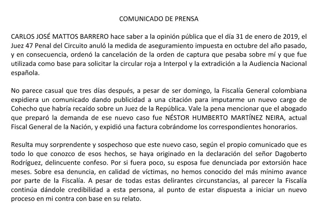 Comunicado a la opinión pública sobre la persecución de la que soy víctima.