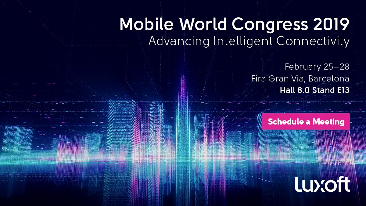 luxoft's tweet image. We’ll be at #MobileWorldCongress in Barcelona Feb 25–28 sharing our #digitaltransformation know-how. Book a meeting with our experts now! bit.ly/2SqQMkD
