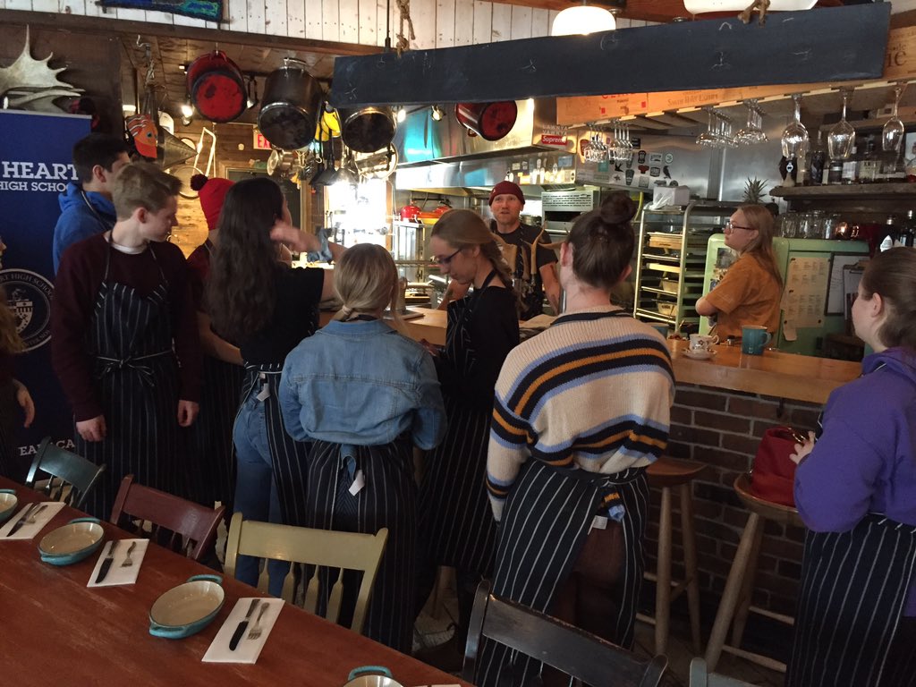 HardyWilhelmena's tweet image. Exciting times at Holy Heart as they launch the Culinary Arts 2019 certificate @Mallard_Cottage Thinking outside the box! @hhmoffice1 @NLESDCA #DeepLearning #studentengagement #culinaryarts