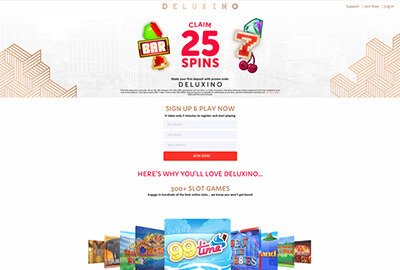 Nye Deluxino gir deg 25 free spins uten omsetningskrav når du setter inn 100 kroner eller mer: nyecasino.org/anmeldelser/de…

(Merk: Mun ditt første innskudd. Siden er ikke tilgjengelig på norsk)