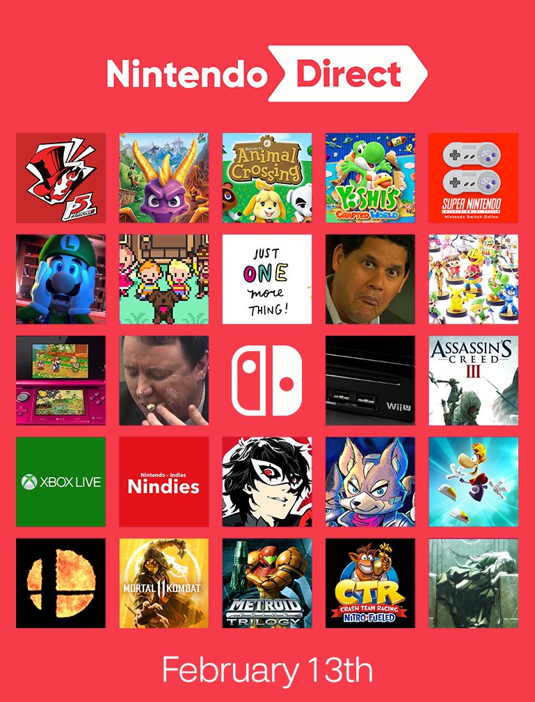 Rapwned Since The Nintendo Direct Is Finally Confirmed Here S My Bingo Board This Time Around As Well As The Template