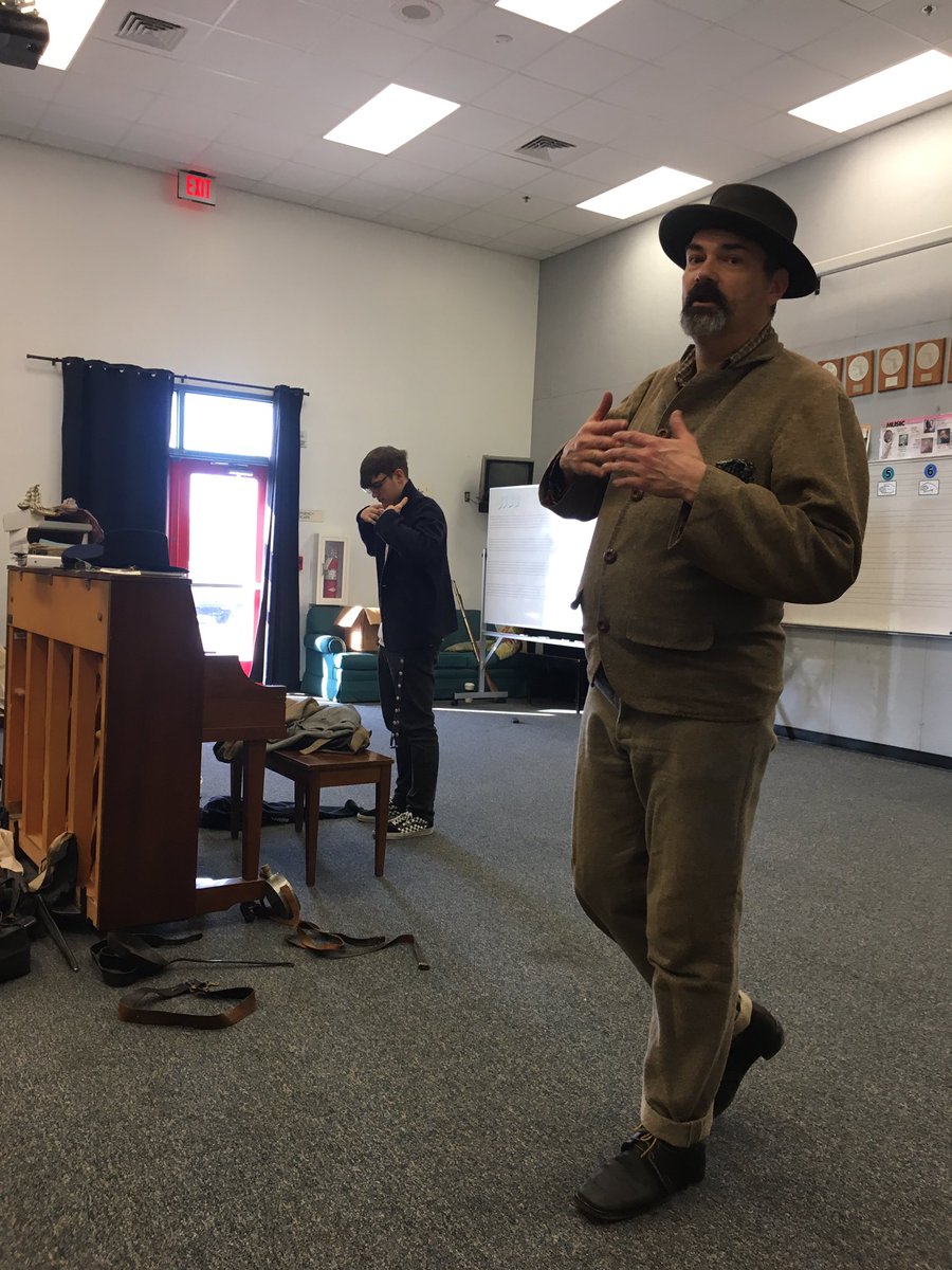 FWBHS guest speaker Mr. Whaley gets some assistance from his son, Michael, giving some real life demos from the 1800’s...