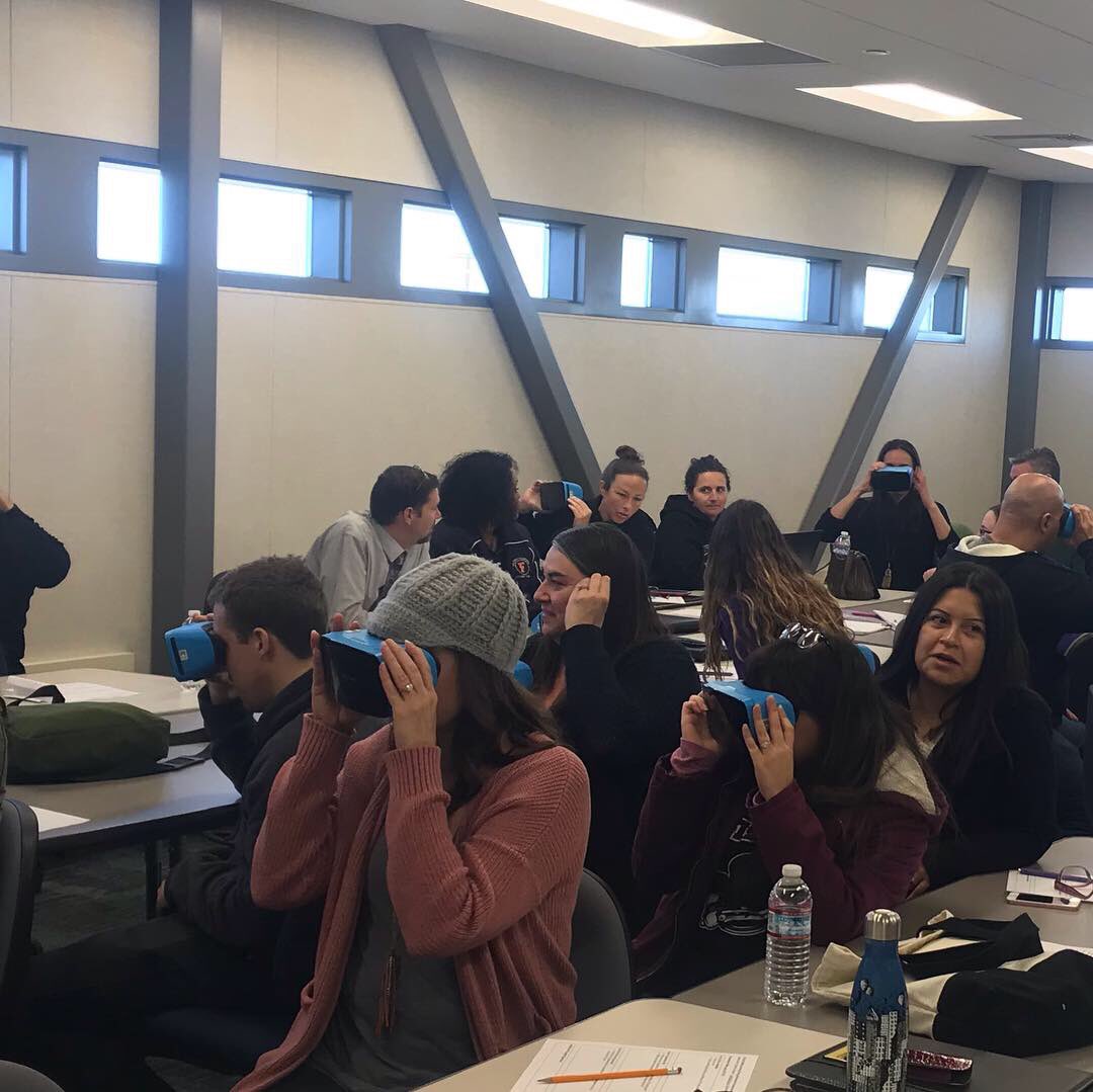 valseita's tweet image. Introducing our Google Expeditions kits to VUSD’s awesome middle school teachers. Can’t wait to hear about the virtual field trips they’ll lead and engaging lessons they’ll create for our students! @vusdlibraries #VisaliaUSD #VisaliaEdTech #FutureReady