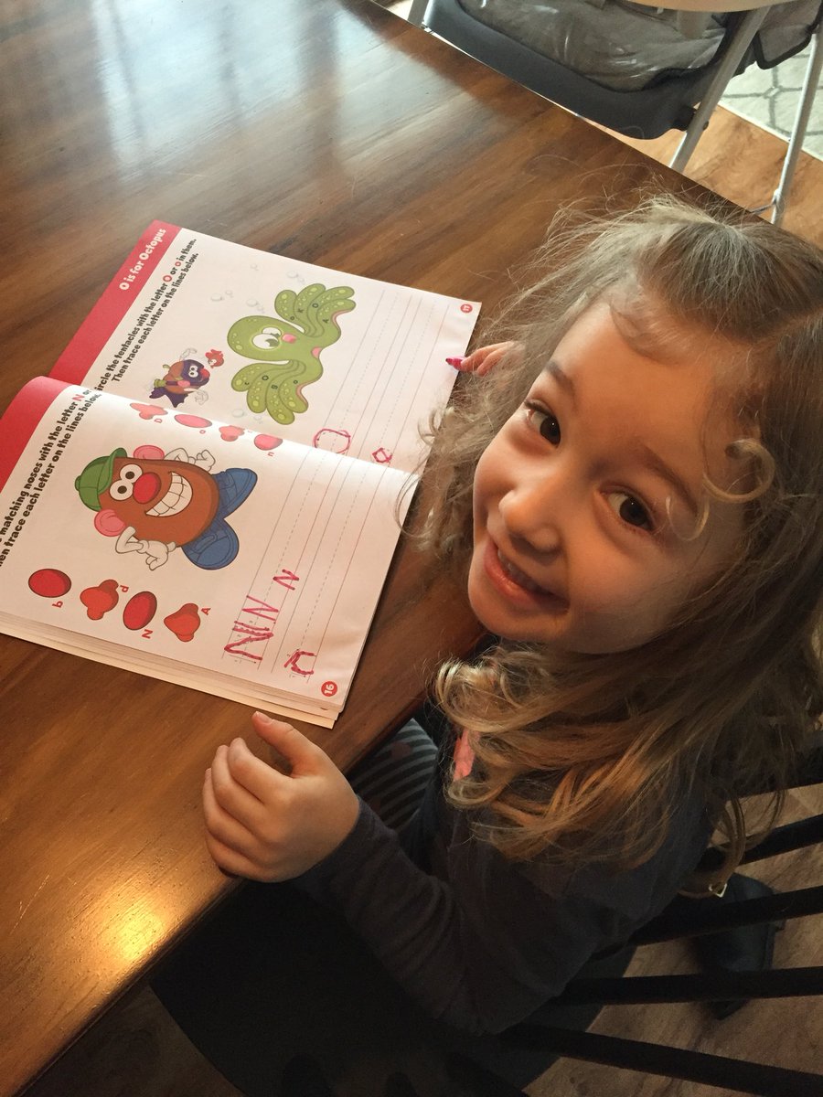 AshleyKilgore's tweet photo. #ilovewinter2019 because on e-learning days I get to work and sit across from the cutie while she is working on some letters in her name and fine motor skills! https://t.co/414lQKa2ms